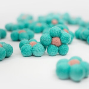 Aqua Felt Daisies: 1.25" Wool Spring Flowers for DIY Garland