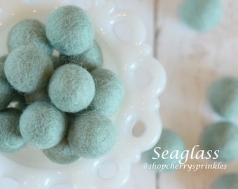 SEAGLASS Felt Balls | 2.5 cm Pom Balls | 100% Wool Felt Balls | Felt Pom Poms | Loose Felt Balls | DIY Pom Garland | Wholesale