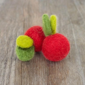 Laine feutrée à l'aiguille Pomme | Décoration de fruits rouges | Fruits feutrés à l'aiguille | Jouez à la nourriture | Laine feutrée alimentaire | Fruits en feutre de laine | Nourriture artificielle