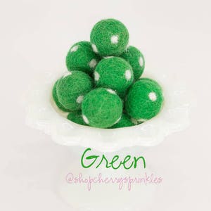 Green Felt Balls 100% Wool Felt Poms Green Wool Felt Poms Christmas Garland Felt Ball Garland Swirl balls image 4