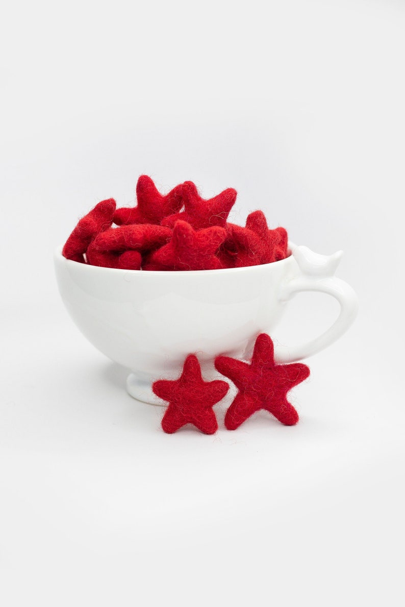 Red Felt Stars Small Stars Large Stars Felt Star Shape July 4th decor red stars Red White and Blue Decorations Summer DIY Decor image 1