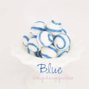 Blue Swirl  Felt Balls -100% Wool Felt Poms -Blue Wool Felt Poms *Pom Garland -Felt Ball Garland -Swirl balls -felt balls *2CM