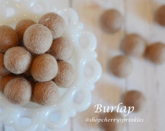 Burlap Felt Balls | 2.5 cm Pom Balls  | 100% Wool Felt Balls | Felt Pom Poms | Loose Felt Balls | DIY Pom Garland | Wholesale