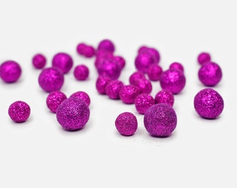 Festive Plum Glitter | Purple Glitter Felt Balls | Halloween Glitter Poms | DIY Felt Ball Garland | Handmade Glitter Balls | Glitter Poms
