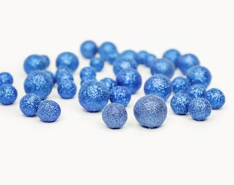 Cobalt Blue Glitter Felt Balls | Glitter Poms | DIY Felt Ball Garland | Handmade Glitter Balls | Glitter Poms