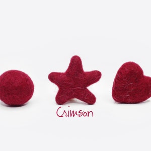 Crimson Red Wool Stars | Wool Felt Stars | Felt Shape Stars | Deep Red Star | Felt Star Garland | Star Garland | DIY Felt Pom Accessories
