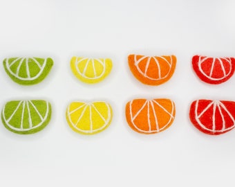 Felt Orange Slices | Lemon Felt Slices | Wool Felt Fruit | Felt Food | Lime Slices | Summer Felted Fruit