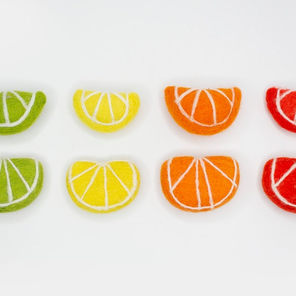 Felt Orange Slices | Lemon Felt Slices | Wool Felt Fruit | Felt Food | Lime Slices | Summer Felted Fruit