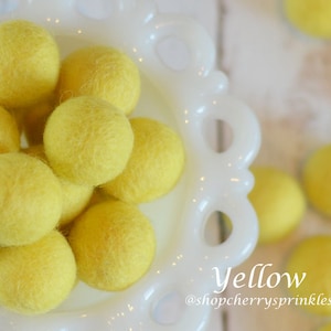 Lemon Yellow Wool Felt Balls: 2.5cm DIY Pom Poms