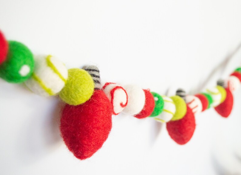 Christmas Lights Garland felt Light Bulb felt Lights Etsy