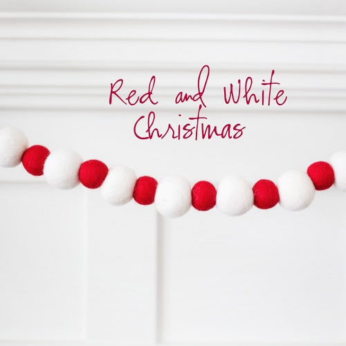 Red and White Christmas Garland red & White Garland red Etsy