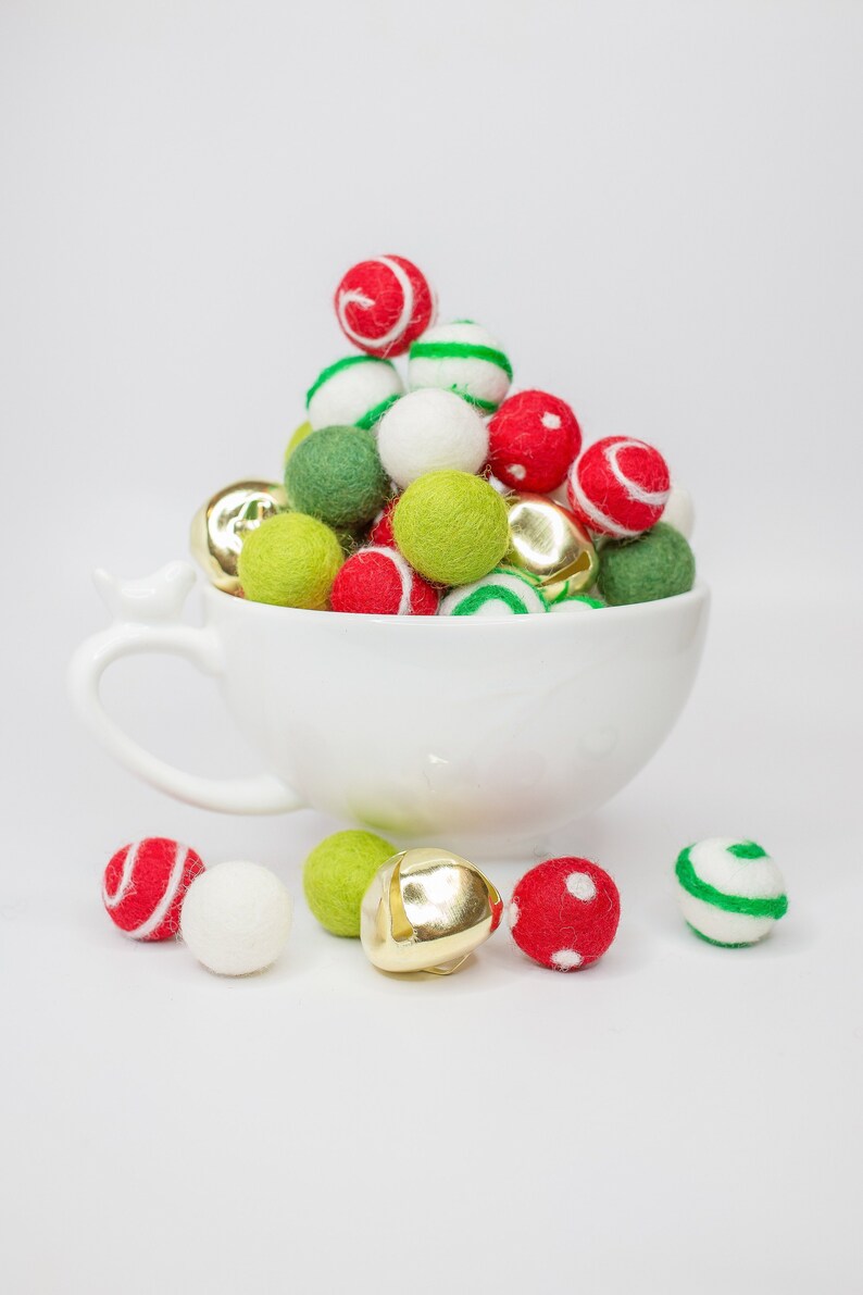 Bells and Whistles christmas Felt Ball Garland gold Jingle Etsy