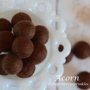 Acorn Brown Felt Balls: 2.5cm Wool Pom Poms