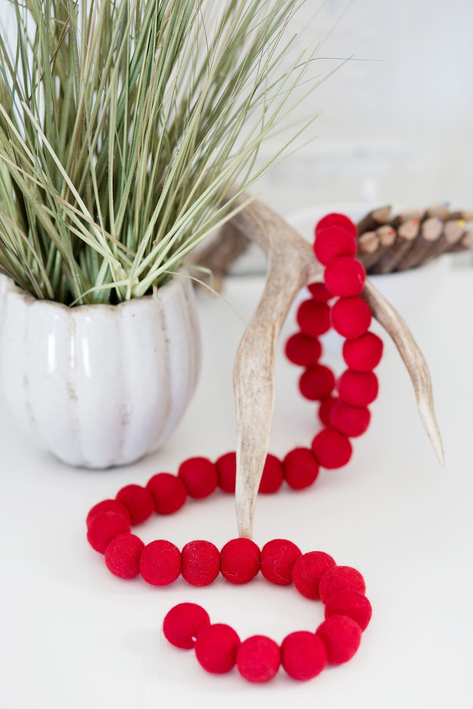 Red Valentine Garland red Felt Ball Garland red Felt Balls Etsy