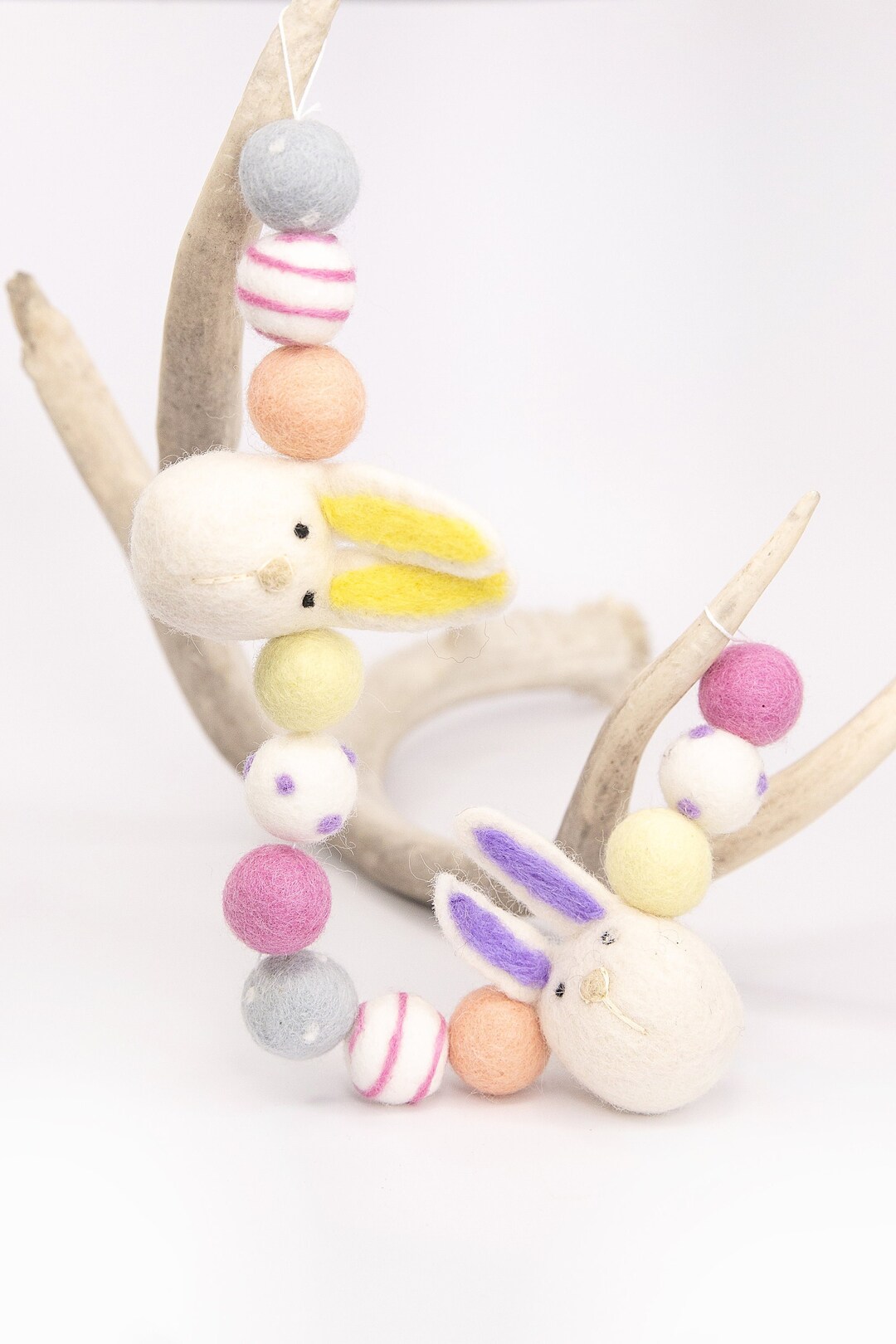 Boho Spring Bunny | Easter Garland | Pastel Bunny Decor | Felt Bunny ...