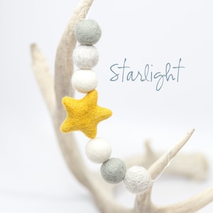 Starlight Felt Ball Garland | Baby Nursery decorations | Gender Neutral Playroom | Yellow Felt Stars | Star Garland | Star Banner