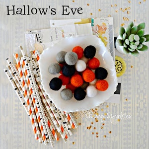 Pumpkin Felt Balls 100% Wool Felt Poms Deep Orange Wool Felt Poms Garland Felt Ball Garland Polkadot felt balls 2CM image 6