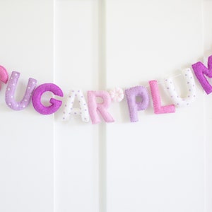 Sugar Plum - Christmas Felted Letter Garland -Purple and Plum Garland