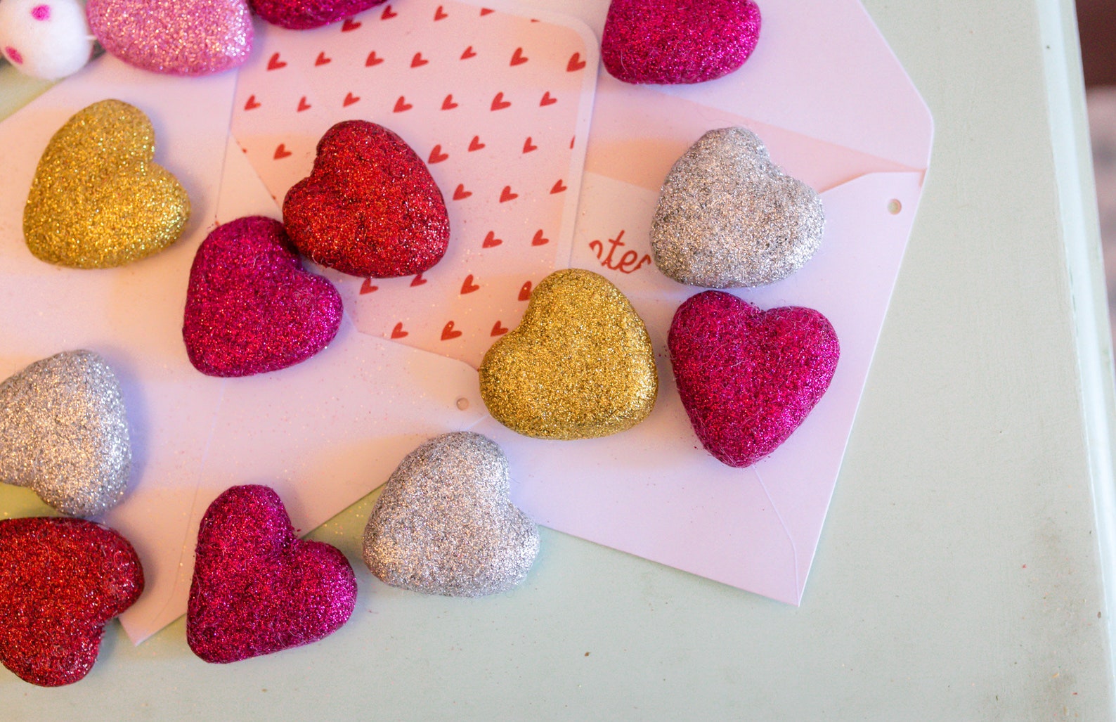 Solid Glitter Hearts felt Glitter Hearts gold Hearts Etsy