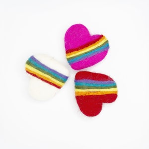 Rainbow Felt Hearts: Handmade Wool Decor