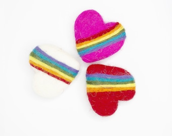 Rainbow Felt Hearts: Handmade Wool Decor