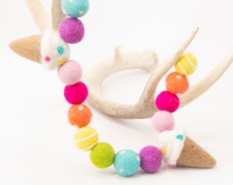 Ice Cream Party | Summer Garland | Summer Banner | Felt Food | Felt Ice Cream | Pretend Play | Bright Party Decorations | Everyday Garland