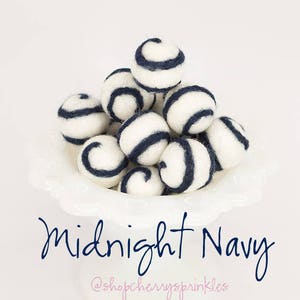 Midnight Navy Blue Swirl Felt Balls *2CM -100% Wool Felt Poms -Navy Wool Felt Balls *Pom Garland -Felt Ball Garland -Swirl balls