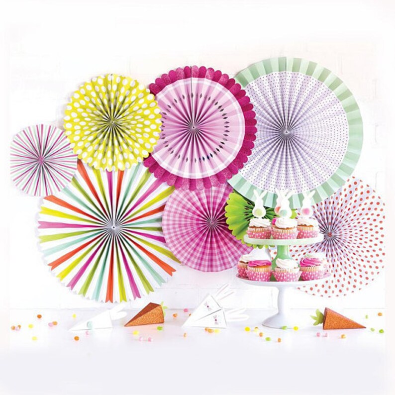 Sale Easter Paper Pinwheel Fans Easter Decoration Easter Etsy