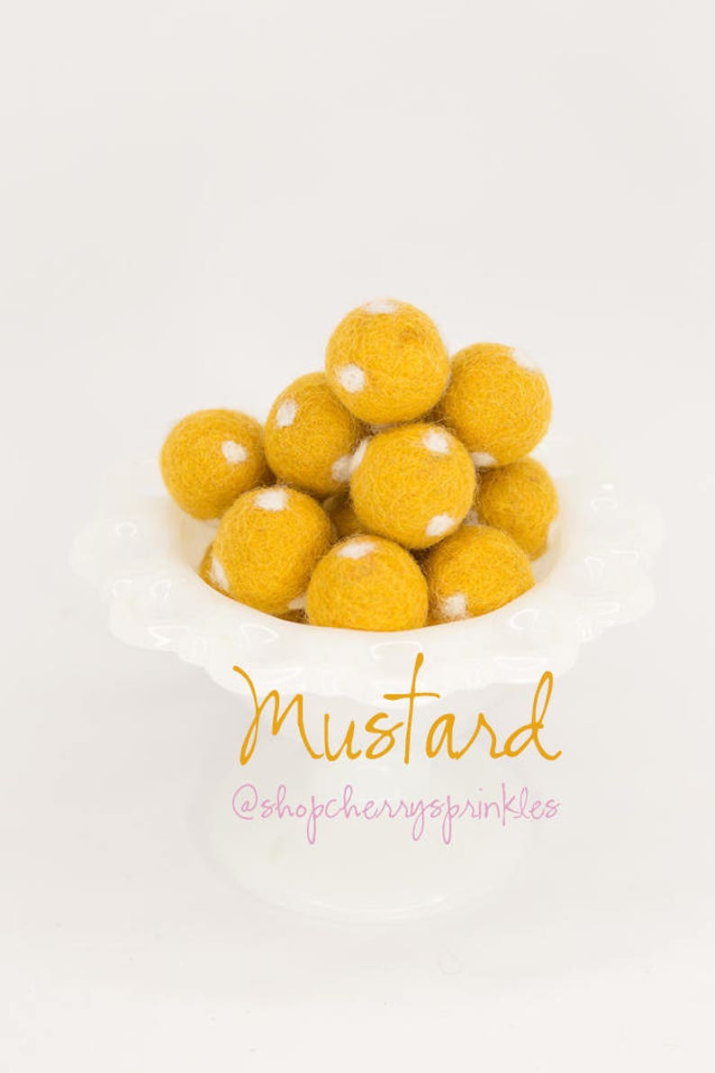 Mustard Swirl Felt Balls 100 Wool Felt Poms yellow Wool Etsy