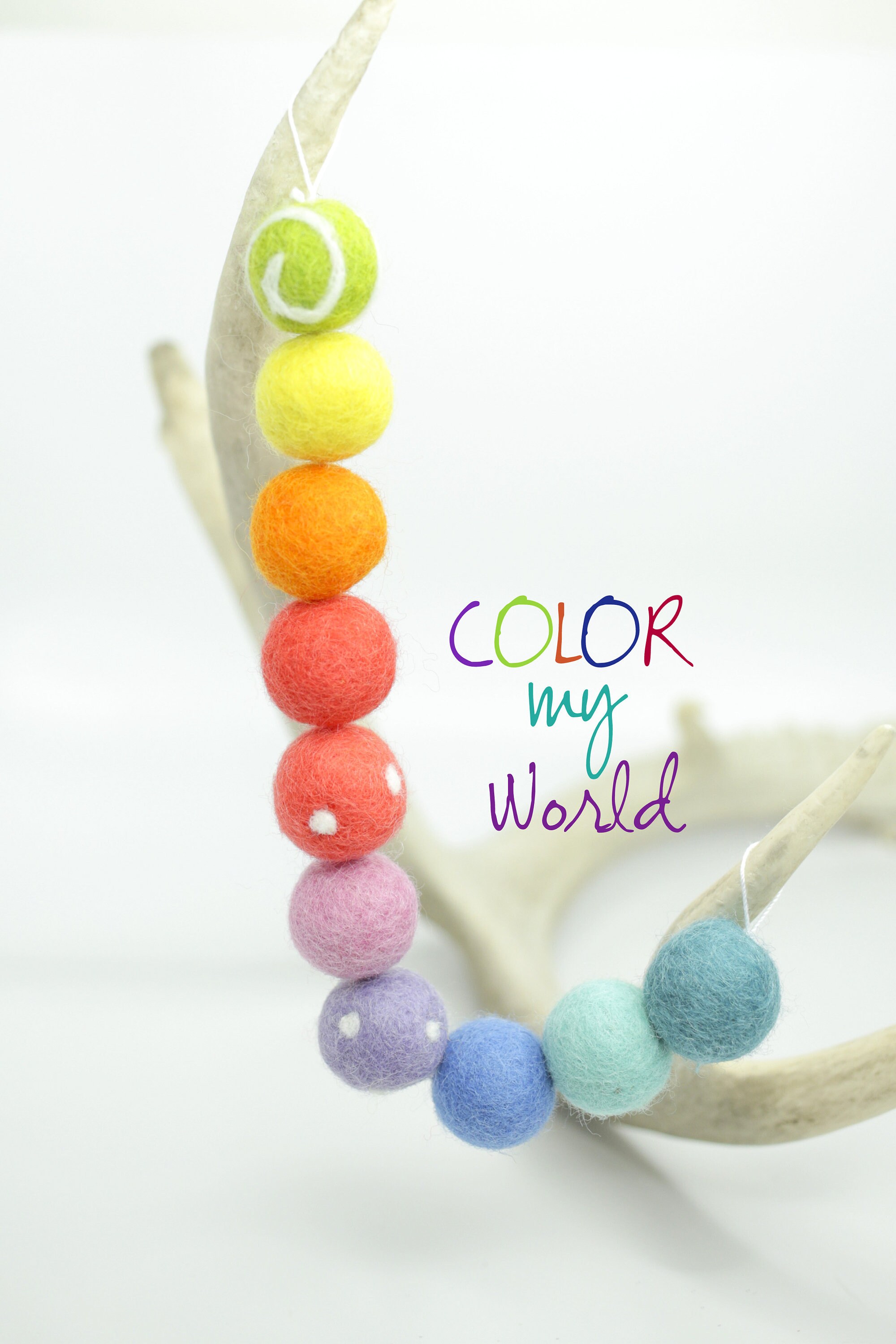 Rainbow Felt Ball Garland: Colorful Kids Room Decor - Etsy