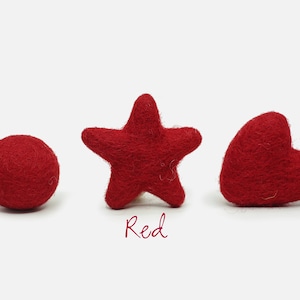 Red Felt Hearts and Stars: Handmade Wool Shapes