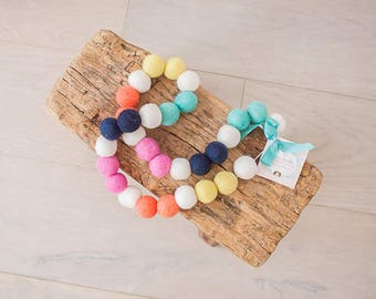 Funfetti -Spring Felt Ball Garland -Wool Felt Poms -Felt Ball Garland - Felt pom pom garland - Banner, Bunting, Garland - Mantel Decor