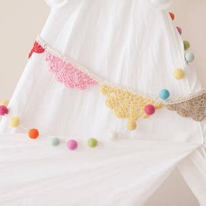 Summer Days Bright Felt Ball Garland Wool Felt Poms Felt Ball Garland Felt pom pom garland Banner, Bunting, Garland Mantel Decor image 1