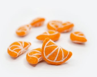 Handmade Wool Felt Orange Slices: Pretend Play Food, Garland Decor