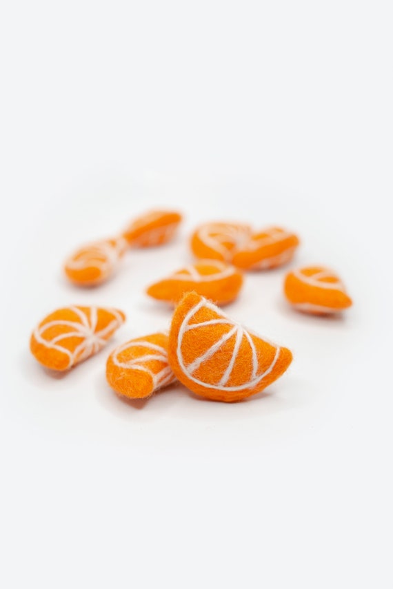 Handmade Wool Felt Orange Slices: Pretend Play Food, Garland Decor