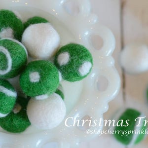 Green Felt Balls 100% Wool Felt Poms Green Wool Felt Poms Christmas Garland Felt Ball Garland Swirl balls image 6