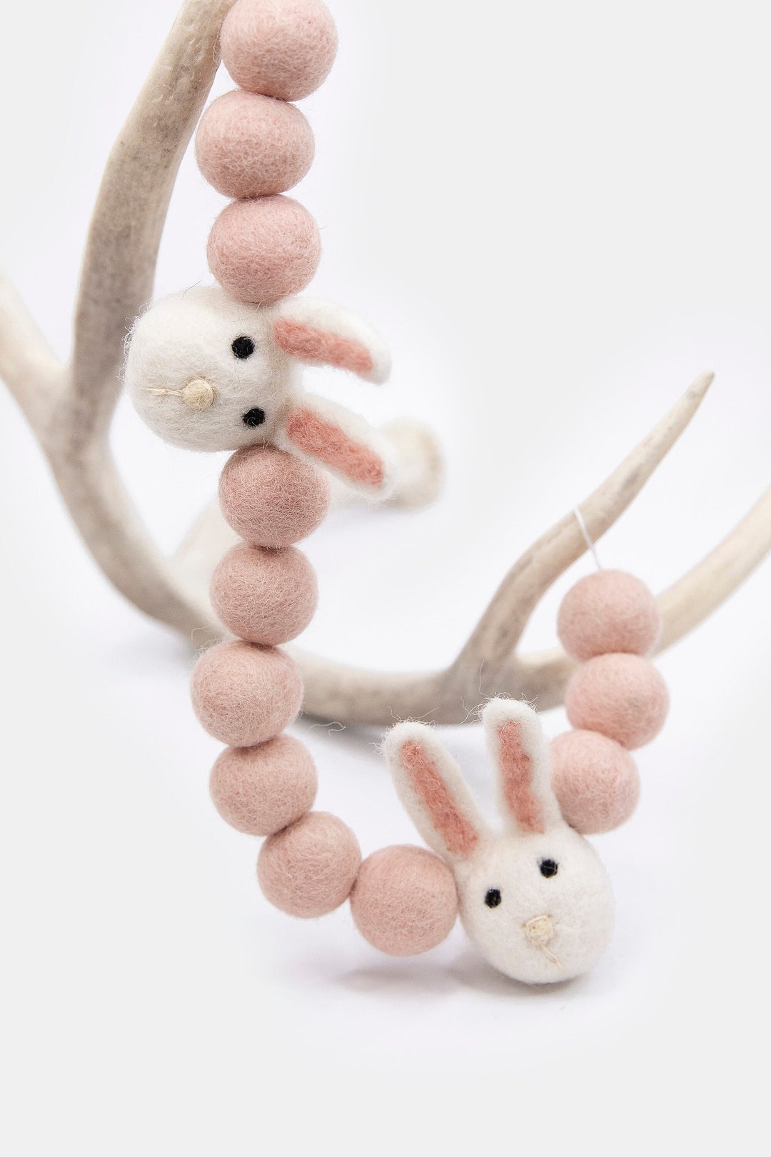 Boho Felt Bunny Garland: Salmon Pink Easter Decor - Etsy