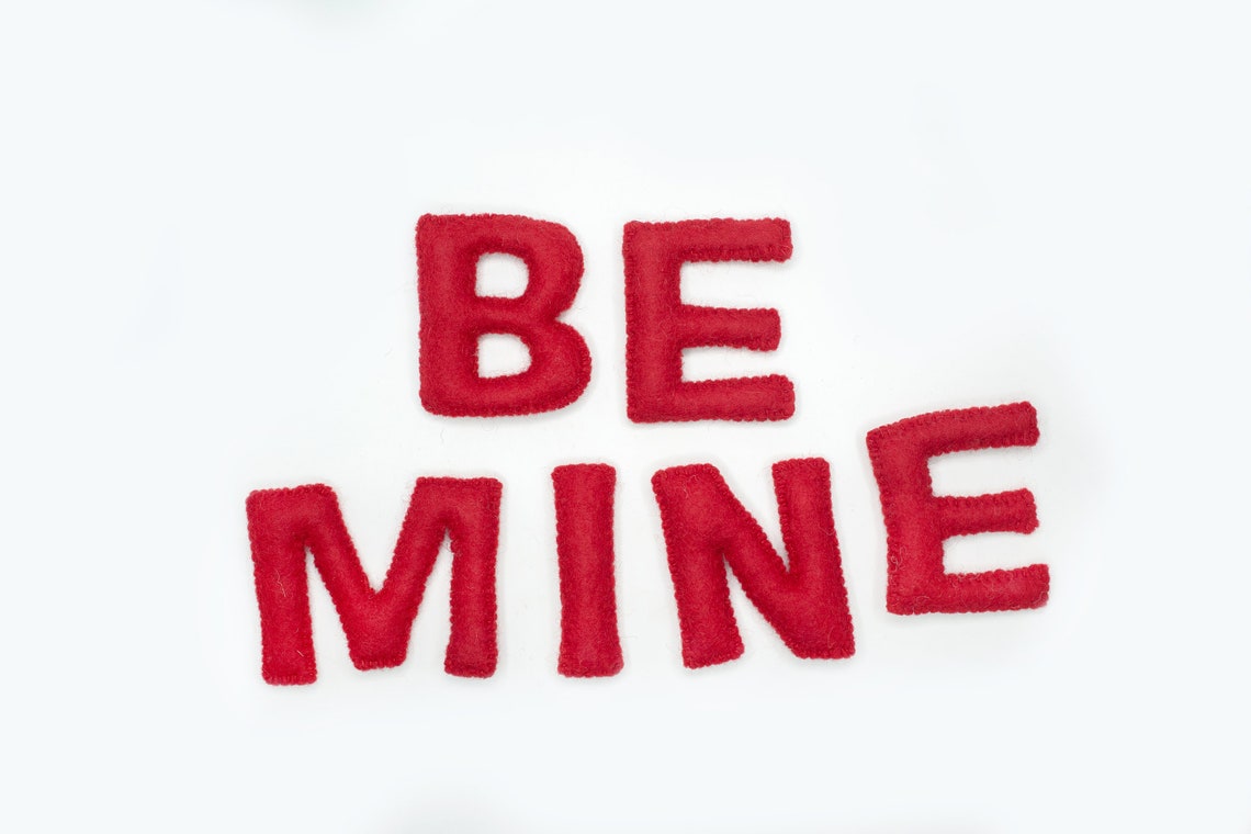 Be Mine Red Felted Letter Garland Hand Stitched felt letters Etsy