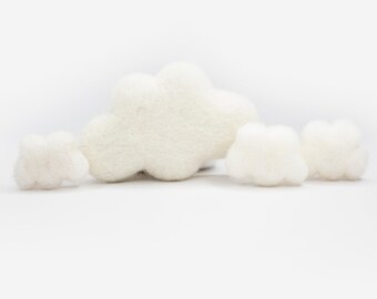 Mini Size White Felt Clouds -White felt Baby Mobiles -Nursery Decor -White Felt Shapes -Over the Rainbow decor -White Decor