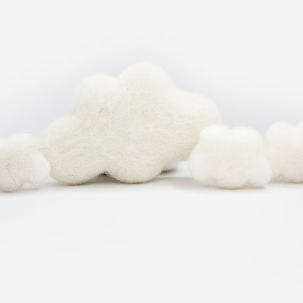 Mini Size White Felt Clouds -White felt Baby Mobiles -Nursery Decor -White Felt Shapes -Over the Rainbow decor -White Decor