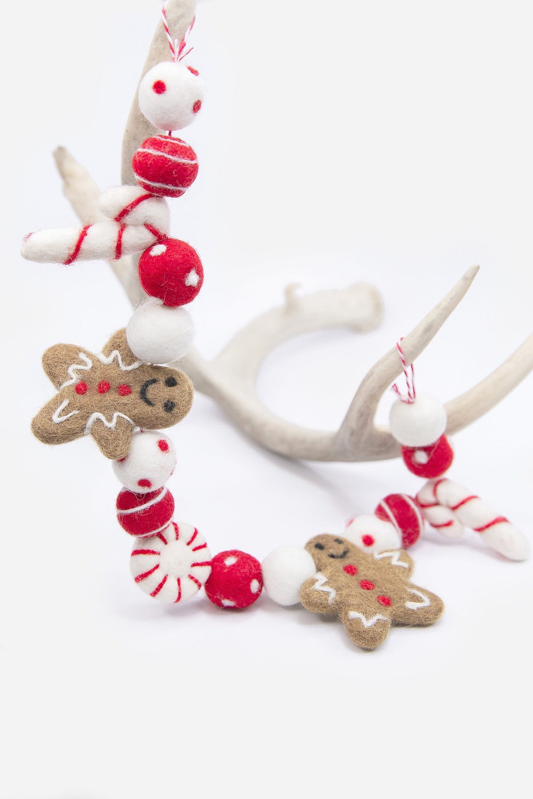 Gingerbread Garland Candy Cane Christmas Garland Christmas Garland Pink