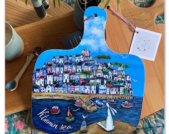 Melamine Chopping Board: Brixham Harbour Hare, 'Vitamin Sea' Design, UK Made