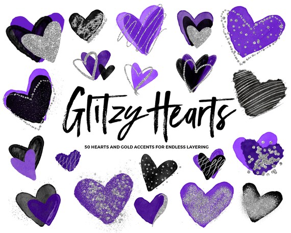 Purple Clipart Hearts / Silver Heart Clipart / Purple Heart Clip ...