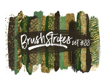 Green Brush Strokes Clipart / Jungle Clipart / Gold Animal Print Clipart / Brown Brush Strokes / Gold Brushstroke Clip Art / Glamour Clipart