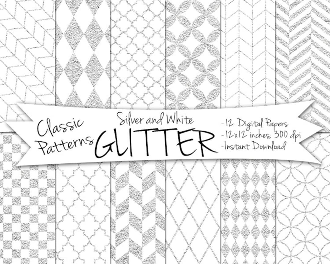 Digital Glitter Paper // Instant Download Silver Glitter Paper ...