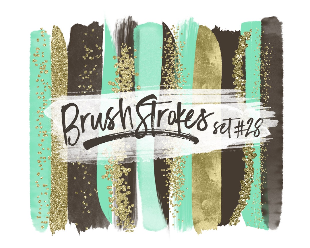 Mint Green Clipart / Brown Brush Strokes / Chocolate Brown Clipart