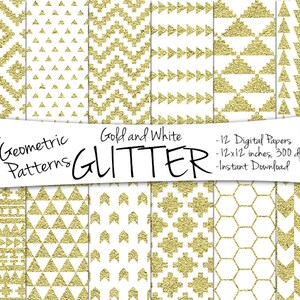 Geometric Glitter Paper // Digital Gold Paper // Geometric Printable Paper // Instant Download Geometric Paper // Digital Glitter Paper