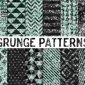 Turquoise Distressed Digital Paper / Digital Backgrounds / Grunge Digital Paper / Geometric Patterns / Turquoise Digital Paper / Tribal