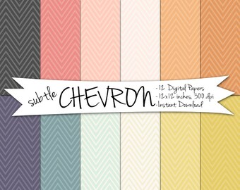 Chevron Digital Paper // Mustard, Grey, Teal, Pink Chevron Paper // Digital Scrapbook Paper // Printable