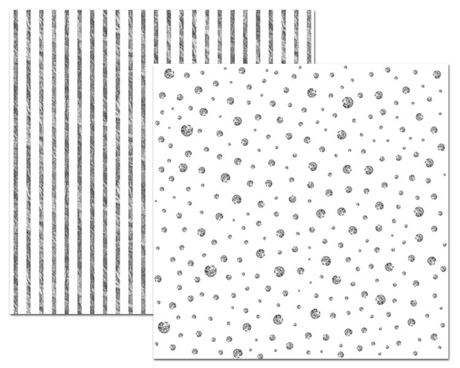 Digital Silver Overlays / Silver Stripes / Silver Polka Dot Paper ...
